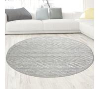 Tapis à poils longs de style bohostyle avec des losanges et des cercles en beige