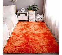 Tapis à poils longs doux en fausse fourrure lavable et antidérapant pour chambre à coucher, salon, chambre d'enfant - Orange - 200 x 250 cm