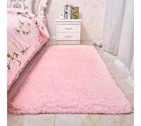 Tapis à poils longs épais pour chambre à coucher et salon Rose 140 x 200 cm