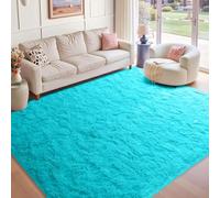 Tapis à poils longs extra large, super doux, moelleux, ne perd pas ses poils, antidérapant, facile à nettoyer, idéal pour salon, chambre à coucher, chambre d'enfant - Bleu ciel - 230 x 310 cm