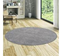 Tapis à Poils Longs Frieda gris Rond en 100% Polyamide - Design Moderne 3D, Disponible en Plusieurs Tailles et Couleurs, Parfait pour Salon, Chambre et Bureau - Doux, Durable et Facile à Entreteni