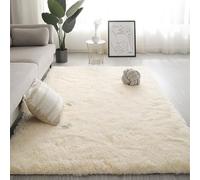 Tapis à poils longs lavable en machine, pour salon, chambre à coucher, table de nuit, antidérapant, durable, résistant à la décoloration, vert gazon, 60 x 160 cm