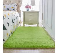 Tapis à poils longs super doux pour chambre à coucher, tapis pelucheux antidérapant qui ne perd pas ses poils pour salon, décoration de chambre de filles et garçons (vert fruit, 80 x 200 cm)