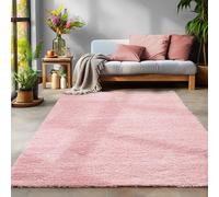 Tapis à Poils Longs, Unicolor - Monochrome, Tapis Rose, 140 x 200 cm, Tapis de Style Moderne, Tapis Salon