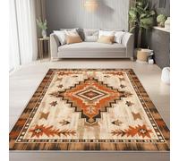Tapis à Poils Ras, Conception de Bohème Minimaliste Géométrique Motif, Tapis Rectangulaire Fur Salon-Salle à Manger ou Adulte Chambre 60 x 110 cm Poil Court Léger Résistant Fin Doux, Marron Gris