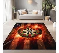 Tapis à Poils Ras, Conception de Flammes Fantastiques Jeu De Fléchettes Motif, Tapis Rectangulaire Fur Salon-Salle à Manger ou Adulte Chambre 80 x 150 cm Poil Court Léger Résistant Fin, Orange-Rouge