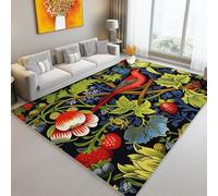 Tapis à Poils Ras, Conception de William Morris Floral Oiseaux Motif, Tapis Rectangulaire Fur Salon-Salle à Manger ou Adulte Chambre 160 x 230 cm Poil Court Léger Résistant Fin Doux, Coloré