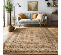 Tapis à Poils Ras, Conception Orientale, Tapis Beige, 240 x 340 cm, Tapis de Style Oriental, Tapis Salon