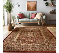 Tapis à Poils Ras, Conception Orientale, Tapis Rouge, 200 x 290 cm, Tapis de Style Oriental, Tapis Salon