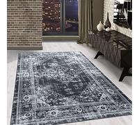 Tapis à Poils Ras, Couleur Noir, Conception Orientale, 110652, Tapis Coureur, Tapis Salon-Salle à Manger ou Chambre, 80 x 150 cm