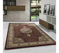 Tapis à Poils Ras, Couleur Rouge, Conception Orientale, 105066, Tapis Rectangle, Tapis Salon-Salle à Manger ou Chambre, 160 x 230 cm