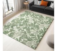 Tapis à Poils Ras Doux et Légers, Antidérapant - Design Plantes William Morris Vert, pour Salon Salle à Manger Chambre Adulte ou Ado Cuisine, 60 x 110 cm