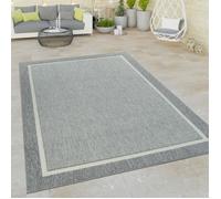 Tapis À Poils Ras Intérieur & Extérieur Aspect 3D Bordure Uni Look Naturel En Gris [80x150 cm]