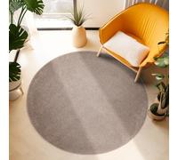 Tapis à Poils Ras, Unicolor - Monochrome, Tapis Beige, 120 cm Rond, Tapis de Style Moderne, Tapis Salon