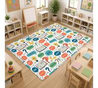 Tapis à points d'interrogation moderne et ludique, tapis éducatif bleu, résistant à la décoloration, tapis esthétique pour salle de coration de salle d'apprentissage, 1,5 x 2,1 m