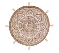 Tapis à pompons ""Rosalie"" jute D78cm - Atmosphera createur d'interieur