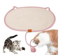 Tapis à rayures pour chats d'intérieur - Tapis naturel en coton et lin antidérapant avec balle | base grattante pour chats | pour entraînement jeu anti-ennui, stimulation mental, famille
