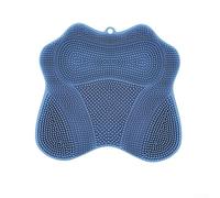 Tapis à récurer en silicone en forme de papillon, masseur de douche antidérapant avec fonction de récurage du dos pour salle de bain, bleu (bleu)