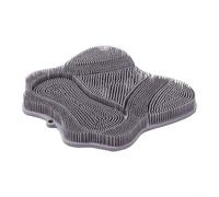 Tapis à récurer les pieds en silicone en forme de papillon, masseur de douche antidérapant avec fonction de récurage du dos pour salle de bain, bleu (gris)