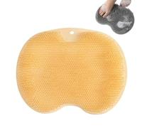 Tapis à récurer les pieds en silicone mains libres, masseur de douche antidérapant à ventouse avec poils doux pour un nettoyage en profondeur et une exfoliation (jaune)