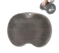 Tapis à récurer les pieds en silicone mains libres, masseur de douche antidérapant à ventouse avec poils doux pour un nettoyage en profondeur et une exfoliation (gris)