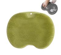 Tapis à récurer les pieds en silicone mains libres, masseur de douche antidérapant à ventouse avec poils doux pour un nettoyage en profondeur et une exfoliation (vert)