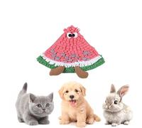 Tapis à renifler en forme de fruit pour chiens et chats, jouet interactif à alimentation lente avec papier froissé BB couineur et clochette, motif pêche, pastèque, citron, poire, polaire douce avec