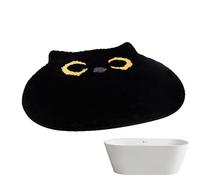 Tapis à thème chat noir 50 x 55 cm doux antidérapant pour maison cuisine douche chambre à coucher