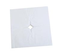 Tapis à Trou Frontal Jetable 100 Pièces Non Tissé Blanc | Housse d'Oreiller, Usage Spa et Salon Beauté, 40x40x0,1cm, Bordure Cousue