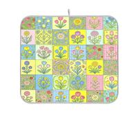 Tapis à vaisselle vintage Coquette Patchwork séchage rapide 40,6 x 45,7 cm | Égouttoir à vaisselle lavable en machine pour comptoir de cuisine, café, bar, accessoires de salle à manger
