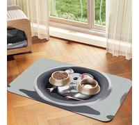 Tapis absorbant en cuir pour chien ou chat Motif souris dans le trou