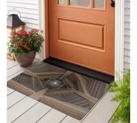 Tapis Absorbant Illusion D'Optique 3D, Paillasson D'Entrée Sol Antidérapant Lavable Avec Microfibres Douces Puits Géométrique Sans Fond En Bois Pour Chien Entrée Porte Et Couloir, Brun, 80X120Cm