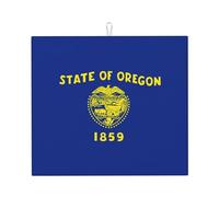 Tapis absorbant pour comptoir de cuisine Motif drapeau de l'Oregon State 100 % polyester avec corde de suspension
