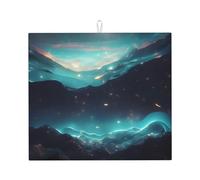 Tapis absorbant pour comptoir de cuisine - Motif étoiles de science-fiction - Pour égoutter la vaisselle