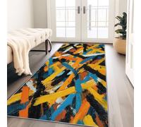 Tapis Abstraction des Coups de Pinceau Géométrie avec Dos Antidérapant 60x210 cm Tapis Imprimé pour Entrée, Couloir et Corridor,à Poils Courts, Doux, Lavable, Light Style Tapis Décoratif Couleur
