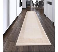 Tapis abstrait élégant - TEPPICH-TRAUM - Größe - 80 x 300 cm - Blanc doré - Brillant et de haute qualité