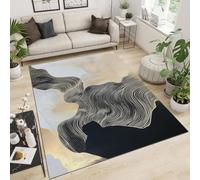 Tapis Abstrait Formes Organiques Motif Tapis Imprimé 160 x 230 cm Antidérapant Tapis - pour Salon Chambre d'enfant Chambre de Gamer Sol décorer Blanc Noir Lavable en Machine À Poils Ras Tapis