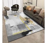 Tapis abstrait jaune, gris, blanc, noir, décoration moderne, gris, gris, noir, gris, 155 x 215 cm, tapis décoratif pour salon, chambre à coucher, salle à manger, chambre d'adolescent, tapis qui ne