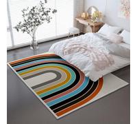 Tapis Abstrait Lignes Art Imprimé -Tapis de Convient aux Adultes et aux Enfants, Multicolore Flanelle Douce Lavable Antidérapant und Confortable pour Salon ou Bureau 160 x 230 cm
