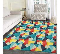 Tapis Abstrait Lisse et Soyeux coloré Triangles géométriques fractaux Formes inhabituelles diverses Formes artistiques Hipster Graphique Tapis de Sol Motif 1,2 x 1,8 m Multicolore
