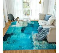 Tapis Abstrait Moderne Tapis Salon Bleu Poils Courts Lavable Grand Tapis de Salon Tapis AntidéRapant IntéRieur Moelleux pour Salon, Chambre IntéRieur pour Tapis de DéCoration (200 X 290cm, Bleu)