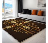 Tapis Abstrait Salon Tribu Africaine géométrie à Poils Courts Antidérapant Salon 80 x 150cm Chambre Poil Ras Doux Tapis de Décoration Paillassons pour entrée