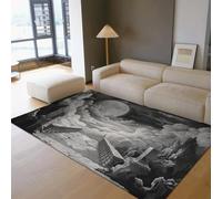 Tapis Abstraits 80x120cm Nuage Soleil Impression Lavable Mince Tapis Couloir Salon Salle d’Exposition Simple Tapis Noir et Blanc