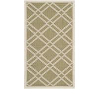 Tapis accentuation d'intérieur/extérieur treillis tissé , collection Cour, CY6923, en vert / beige, 61 X 109 cm pour le jardin, le patio ou tout autre espace extérieur par SAFAVIEH.