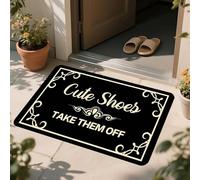 Tapis Accueil 3D S’il vous plaît Enlevez les chaussures Paillasson drôle de porte d’entrée pour d’entrée intérieur et extérieur Cadeau de pendaison de crémaillère d’Halloween à la maison-40x60cm