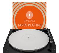 Tapis acrylique blanc pour platine vinyle | SPINCARE Premium 4 mm Slipmat Vinyle | Tapis antistatique 12" | Améliore le son de vos disques | Couvre plateau vinyle haute fidélité