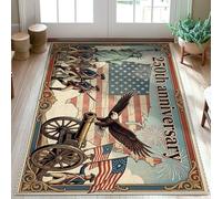 Tapis aigle - Paillasson patriotique vintage canon, soldats d'anniversaire avec envers antidérapant - Tapis résistant aux taches - Pour salle de bain, entrée, chevet, buanderie - 0,9 x 1,5 m