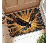Tapis aigle patriotique audacieux, étoiles, rayons de l'indépendance, dorés, à poils ras - Tapis rectangulaire pour salle de bain, chevet, entrée, décoration de porte, 0,6 x 0,9 m