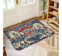 Tapis aigle - Statue patriotique festive de la liberté, feux d'artifice, jour de l'indépendance, rouge, tapis à poils courts en éponge douce, résistant aux taches, pour salle de bain, entrée, chevet