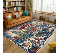 Tapis aigle - Statue patriotique festive de la liberté, feux d'artifice, jour de l'indépendance - Tapis en éponge à poils courts résistant à la décoloration - Tapis esthétique pour salon, chambre à